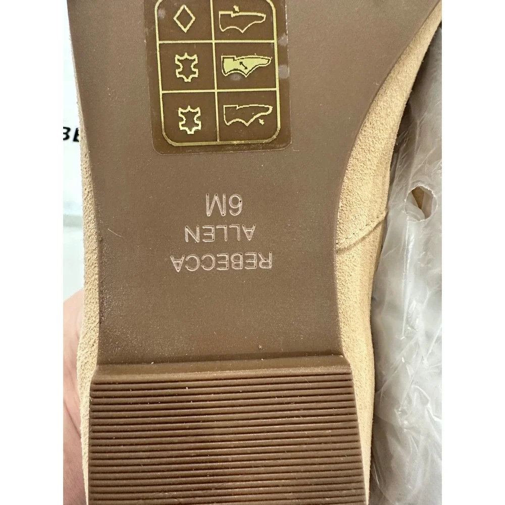 Rebecca Allen The Notch Ballet Flats Nude IV Suede V-Cut Round Toe Shoes 6M
